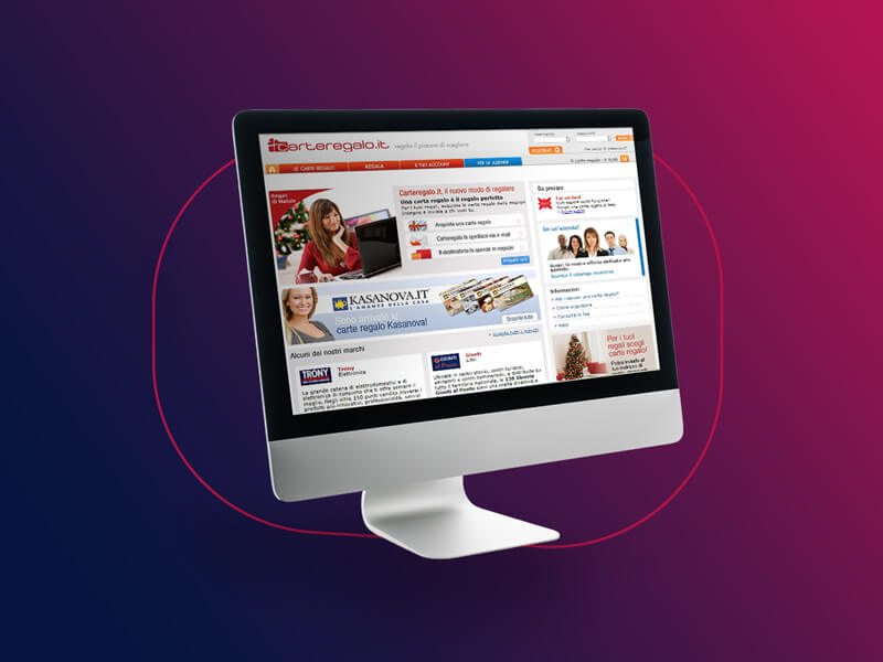 The homepage of the carteregalo.it website